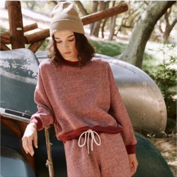 THE GREAT. Heathered Red Teammate Contrast Edging Sweatshirt Small - Picture 10 of 17